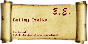 Bellay Etelka névjegykártya